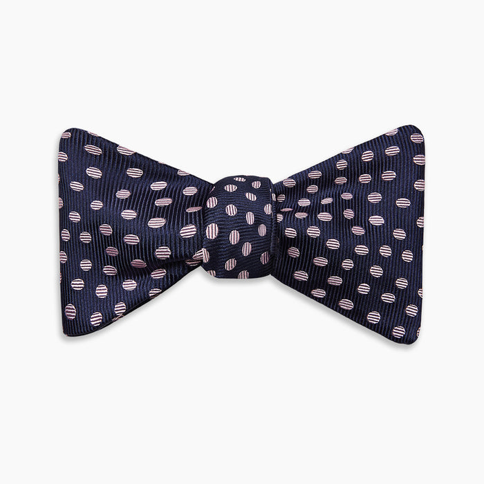Navy and Pink Paint Spot Silk Bow Tie Image 3