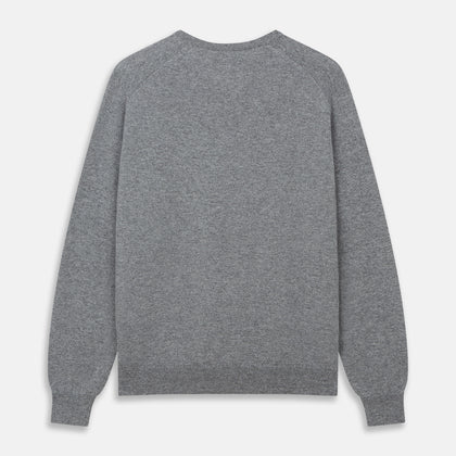 Flannel Grey V-Neck Cashmere Jumper Image 2