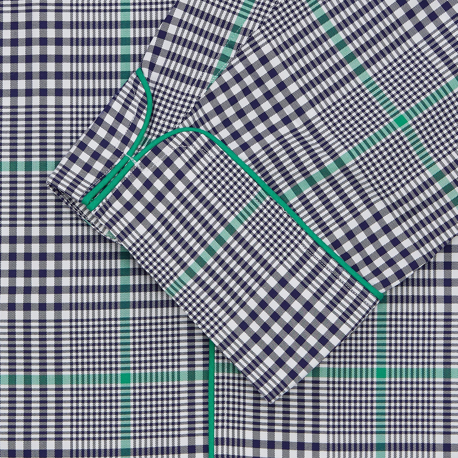 Green, Navy & White Twill Cotton Check Pyjama Set