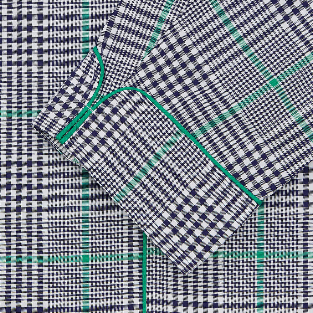 Green, Navy & White Twill Cotton Check Pyjama Set