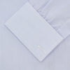 View 2 of product The Turnbull & Asser Blue and White Sea Island Quality Cotton Fine Bengal Stripe Shirt features a Regent collar, double cuffs, white buttons, and a front pocket. Displayed neatly folded against a plain white background.