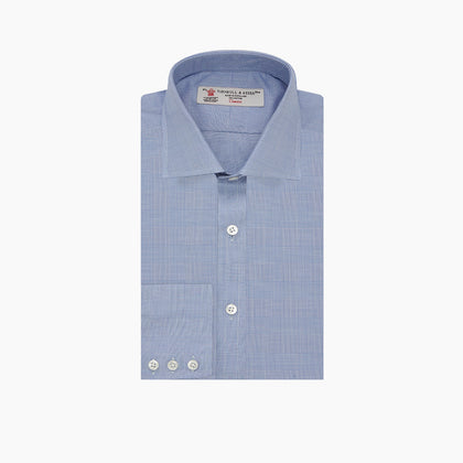 Blue Prince of Wales Check Shirt with Regent Collar and Button Cuffs Image 2