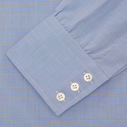 Blue Prince of Wales Check Shirt with Regent Collar and Button Cuffs Image 1