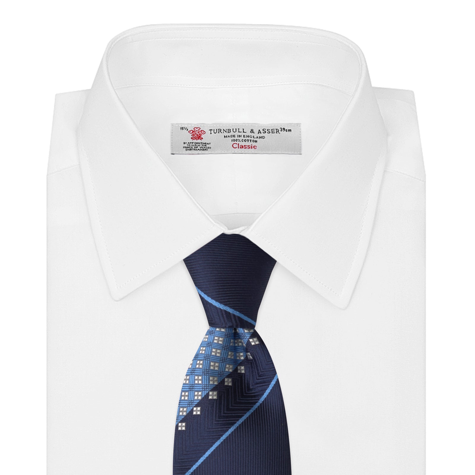 Blue Striped Geo Silk Tie