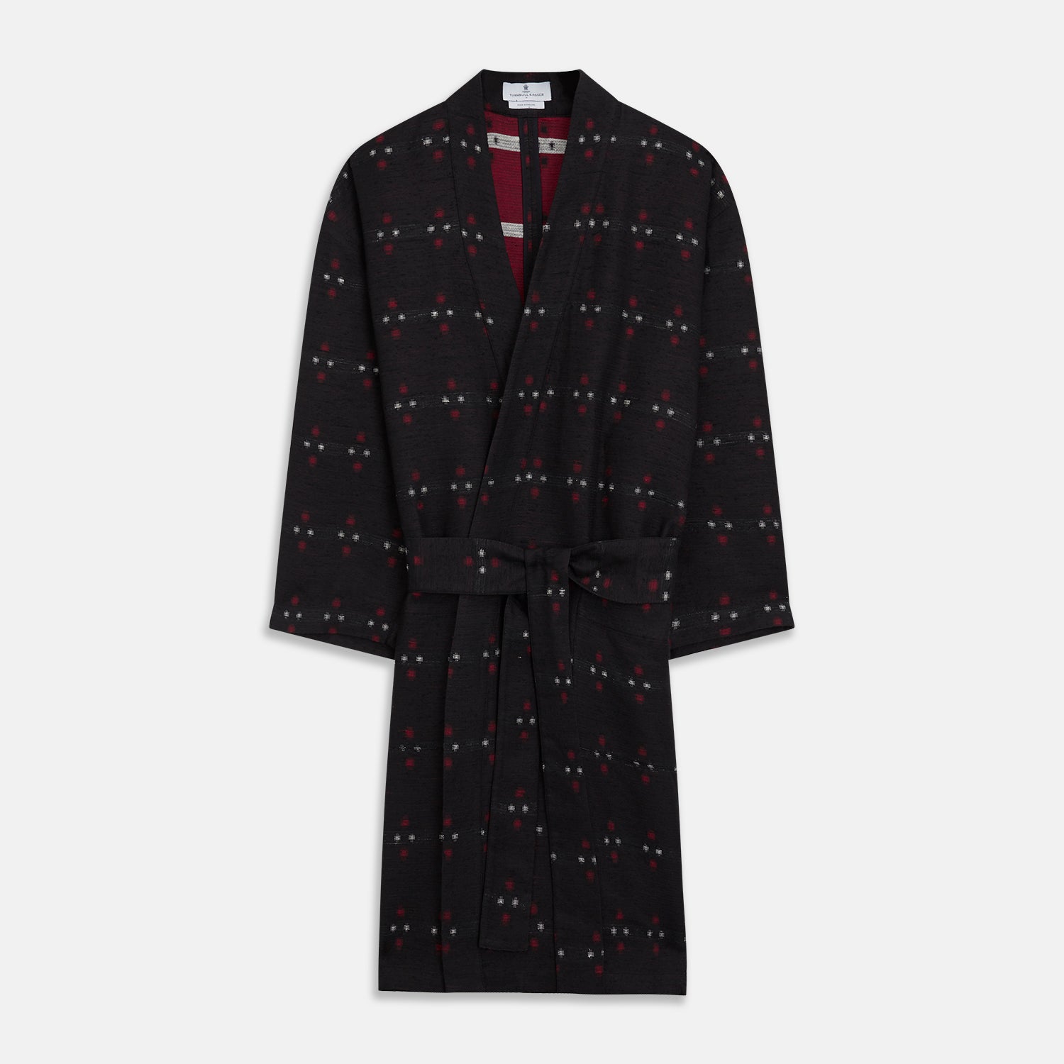 Black Silk Patterned Kimono Gown