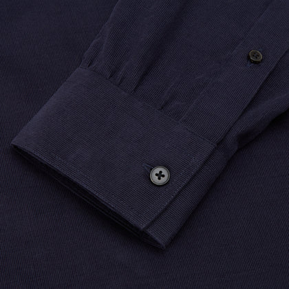 Midnight Blue Corduroy Officer Weekend Fit Shirt with Dorset Collar and 1-Button Cuffs Image 3