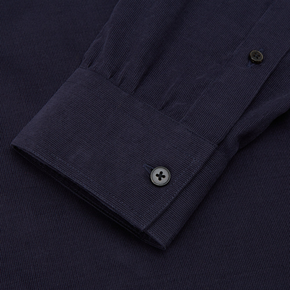 Midnight Blue Corduroy Officer Weekend Fit Shirt with Dorset Collar and 1-Button Cuffs