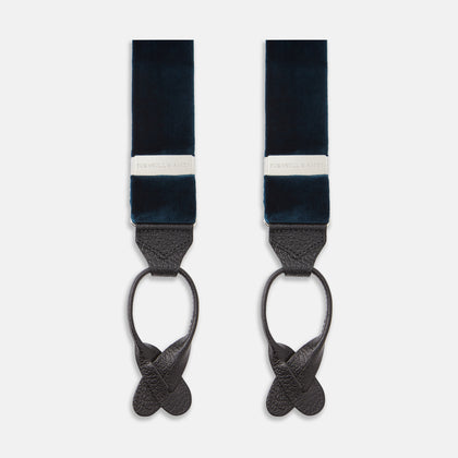 Teal Velvet buttoned Braces