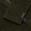 View 2 of product The Turnbull & Asser Olive Green Corduroy Jacket, crafted from pure cotton with notched lapels, two buttons, patch and welt chest pockets, displays Italian tailoring and is shown laid flat on a white background.