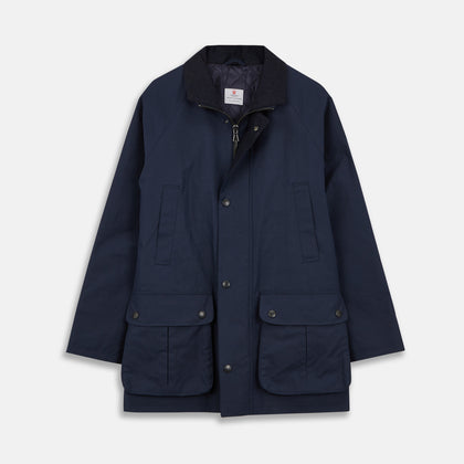 Navy Dry-Waxed Cotton Field Jacket
