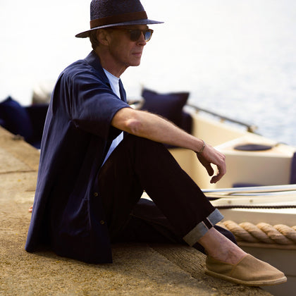 Navy Holiday Fit Silk Phillips Shirt with Revere Collar Image 6