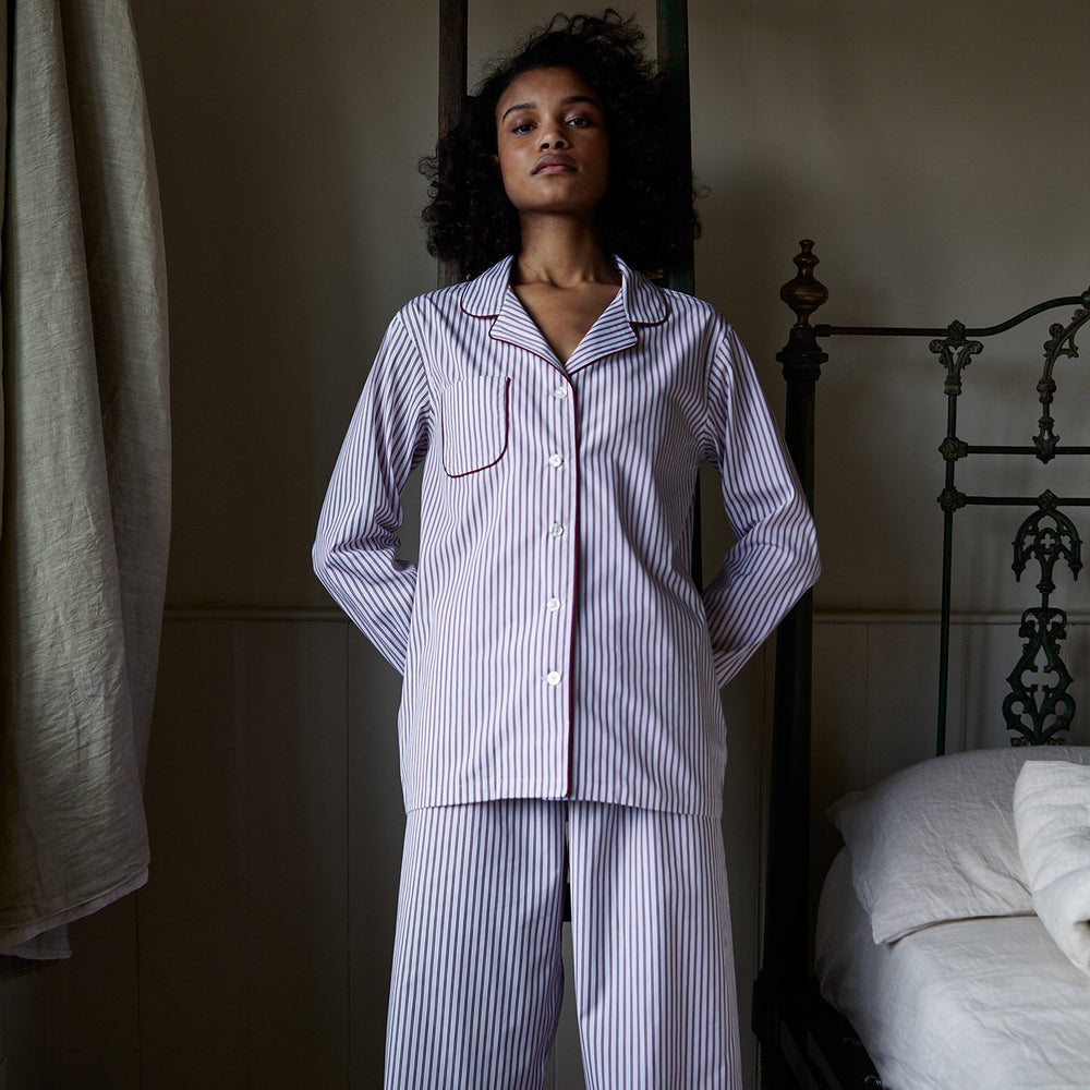 Women's Dara Burgundy Stripe Pyjama Set