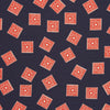 Navy and Cherry Red Tiled Floral Silk Pocket Square