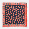 Navy and Cherry Red Tiled Floral Silk Pocket Square
