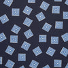 Navy and Sky Blue Tiled Floral Silk Pocket Square