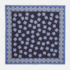 Navy and Sky Blue Tiled Floral Silk Pocket Square