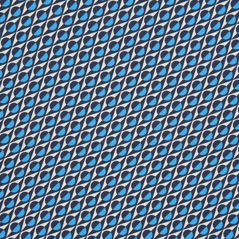 Royal Blue Abstract Geometric Print Silk Pocket Square