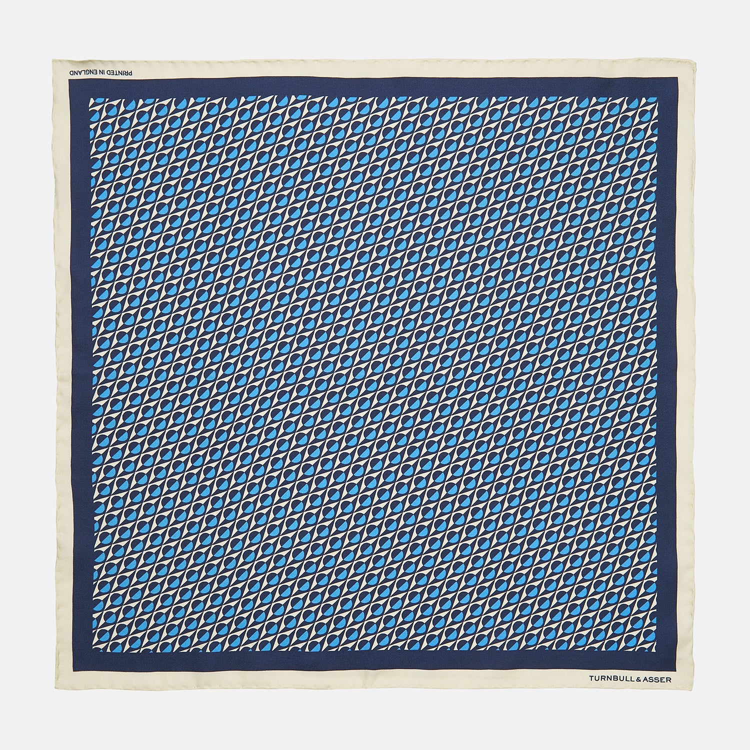 Royal Blue Abstract Geometric Print Silk Pocket Square