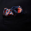 Navy Ladder Snake Print Silk Pocket Square