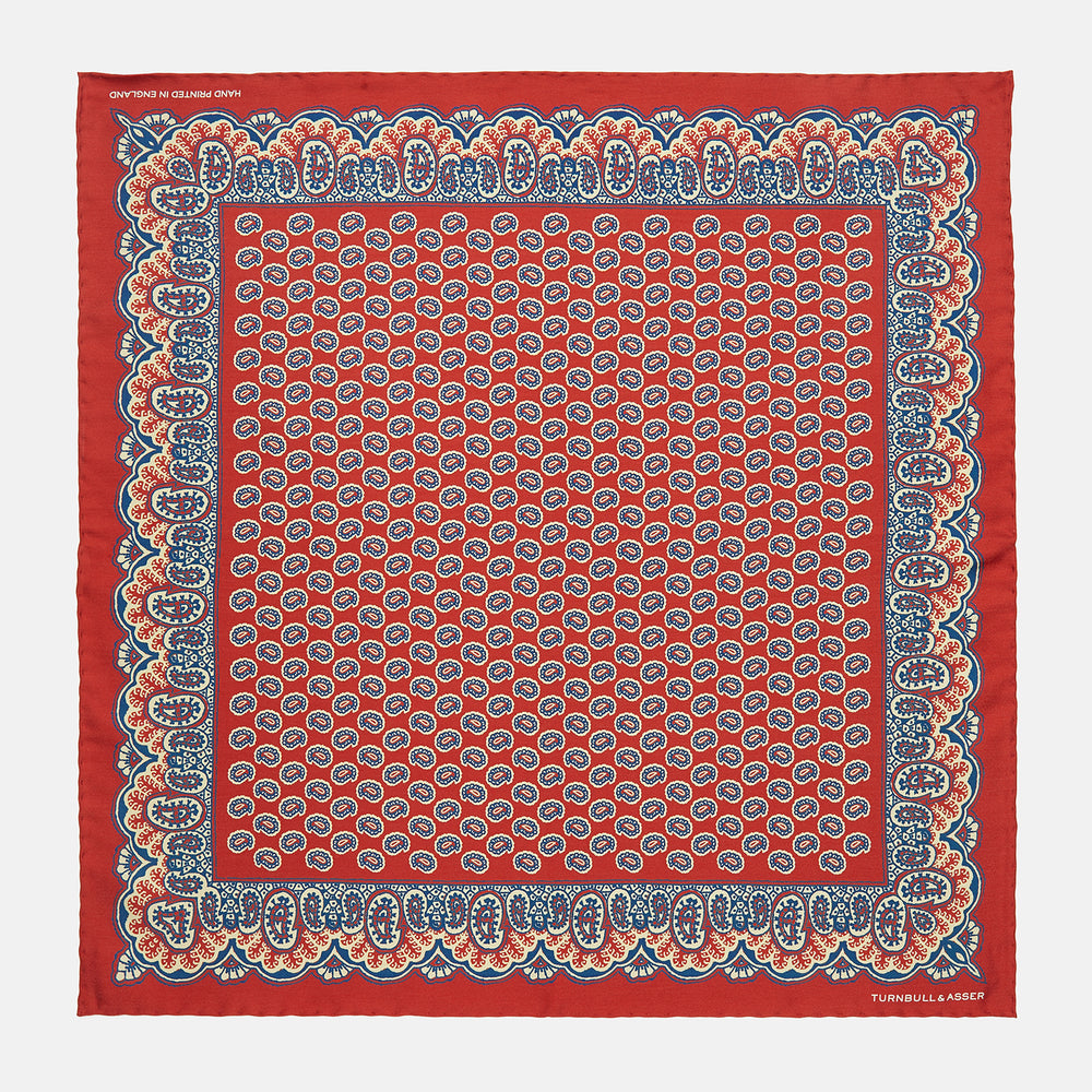 Red Neat Paisley Silk Pocket Square