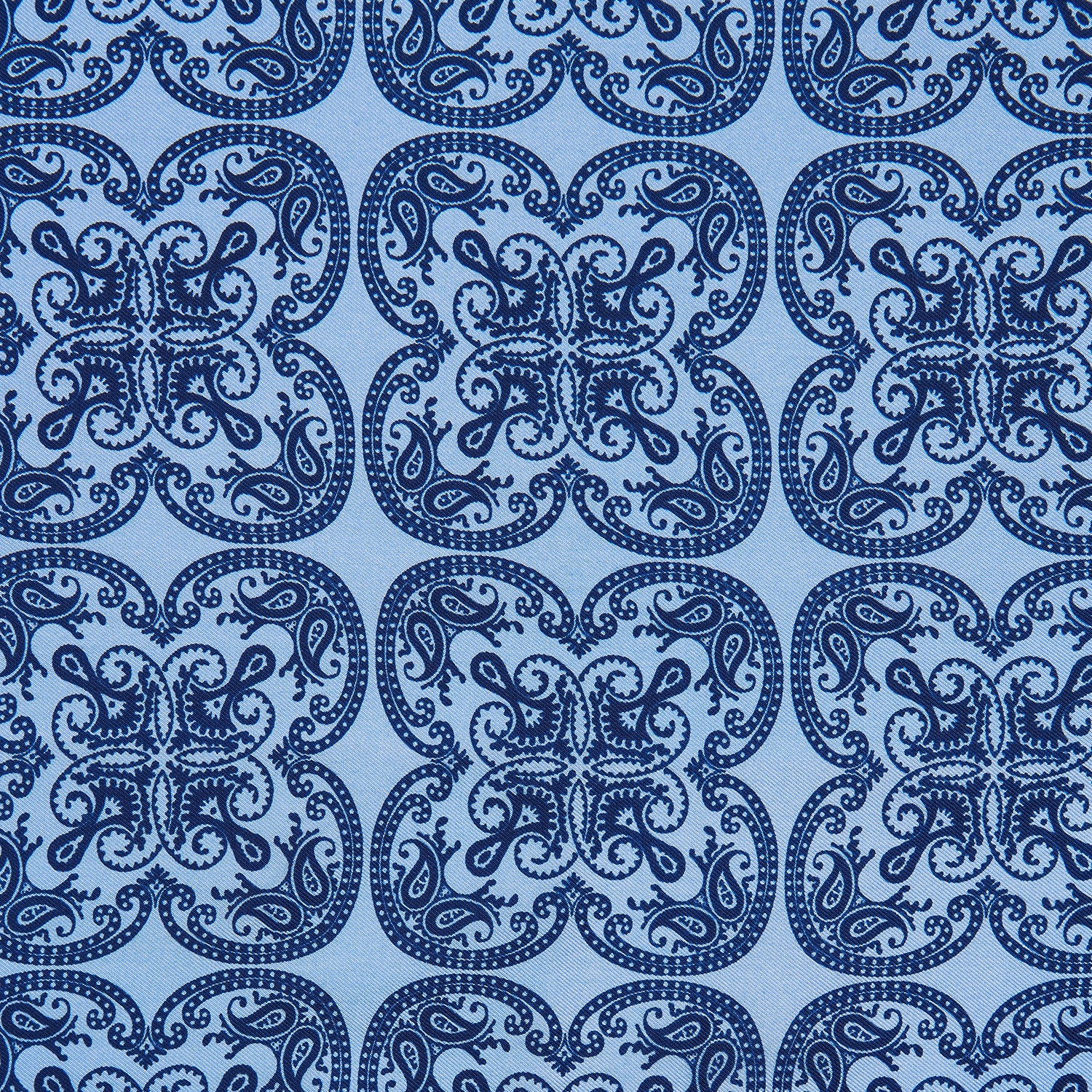 Blue Medallion Flower Print Pocket Square