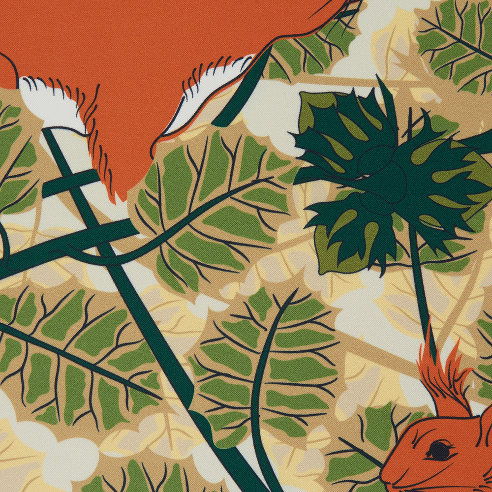 Orange Squirrel Print Silk Pocket Square