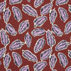 View 2 of product The Red Abstract Feather Print Silk Pocket Square by Turnbull & Asser features a dense purple and black feather pattern on red silk, accented with a discreet brand label—an elegant formal accessory.
