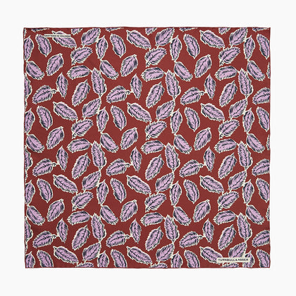 Red Abstract Feather Print Silk Pocket Square Image 2