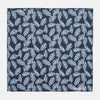Navy Abstract Feather Print Silk Pocket Square