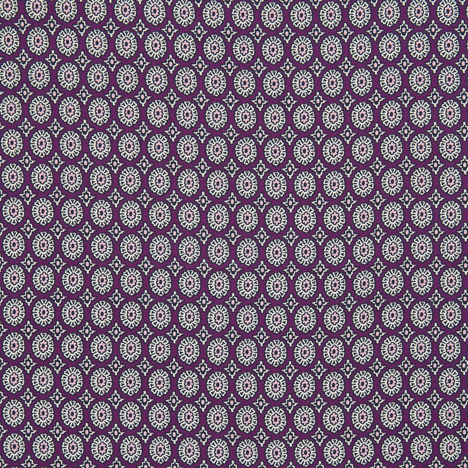 Magenta Sarasa Print Silk Pocket Square