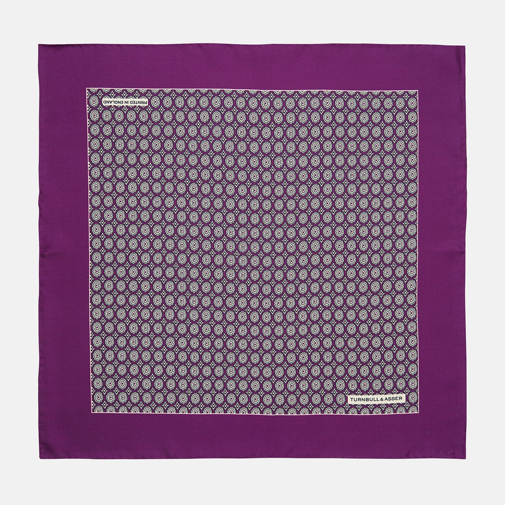 Magenta Sarasa Print Silk Pocket Square