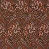 View 2 of product The Orange House Paisley Print Silk Pocket Square by Turnbull & Asser features a brown paisley design on a light brown silk background with a solid brown border and brand's logo printed in one corner.