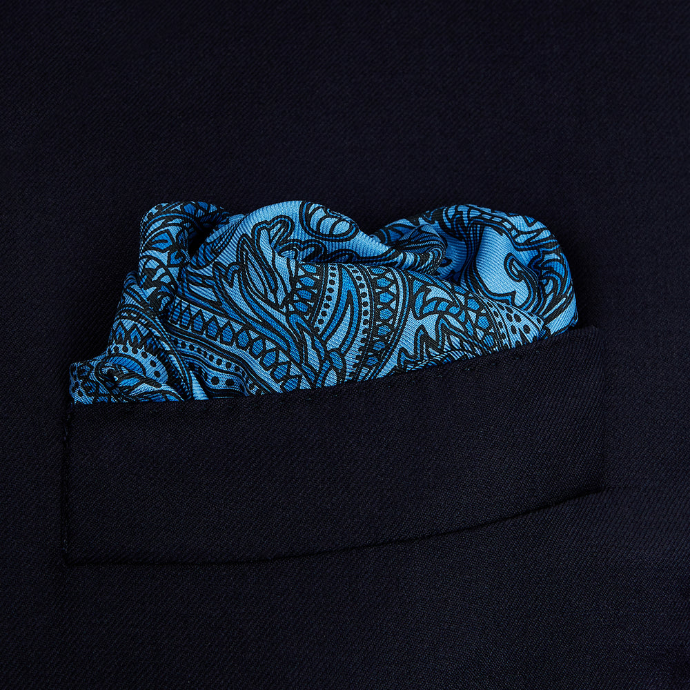 Royal Blue House Paisley Print Silk Pocket Square