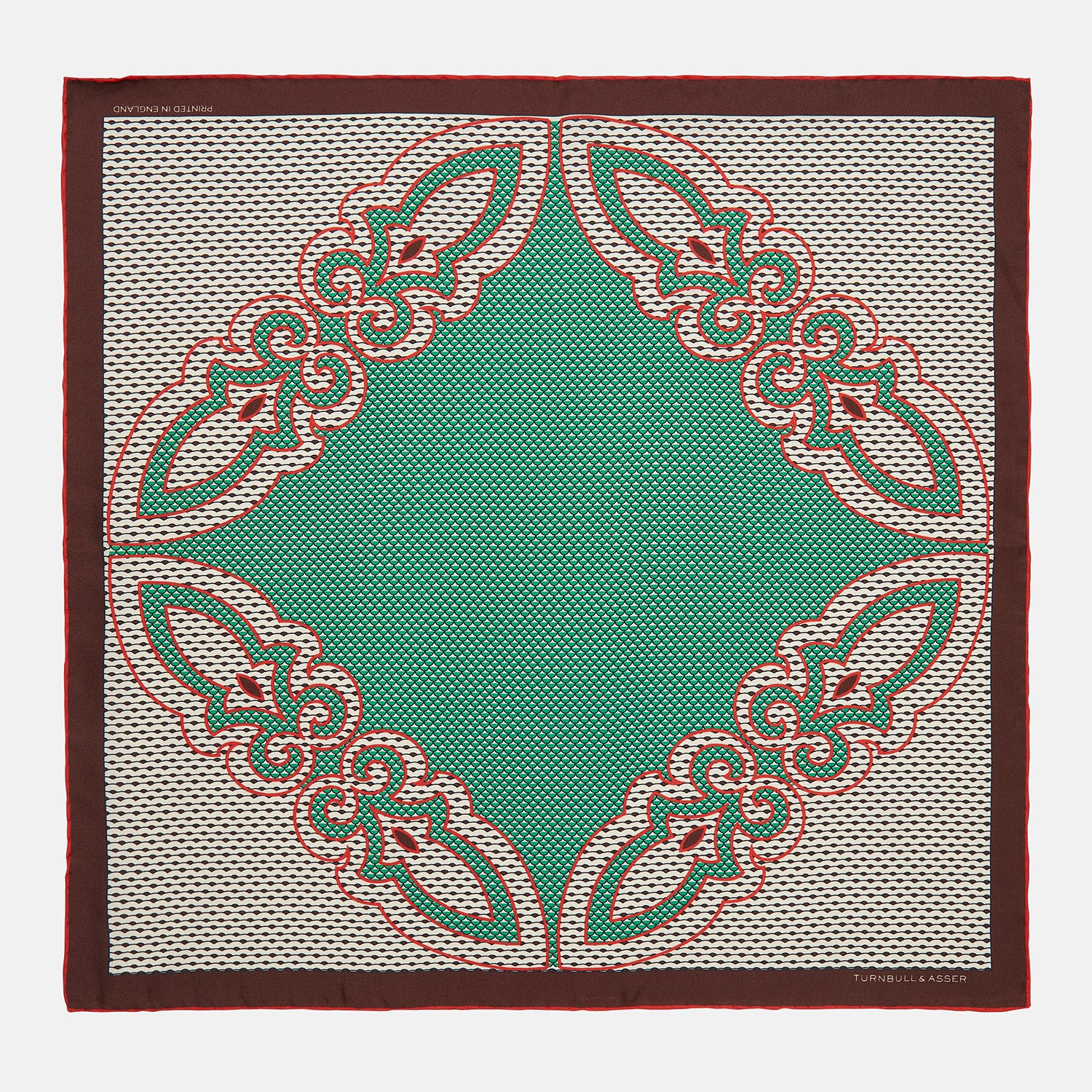 Pink and Green Scales Print Silk Pocket Square
