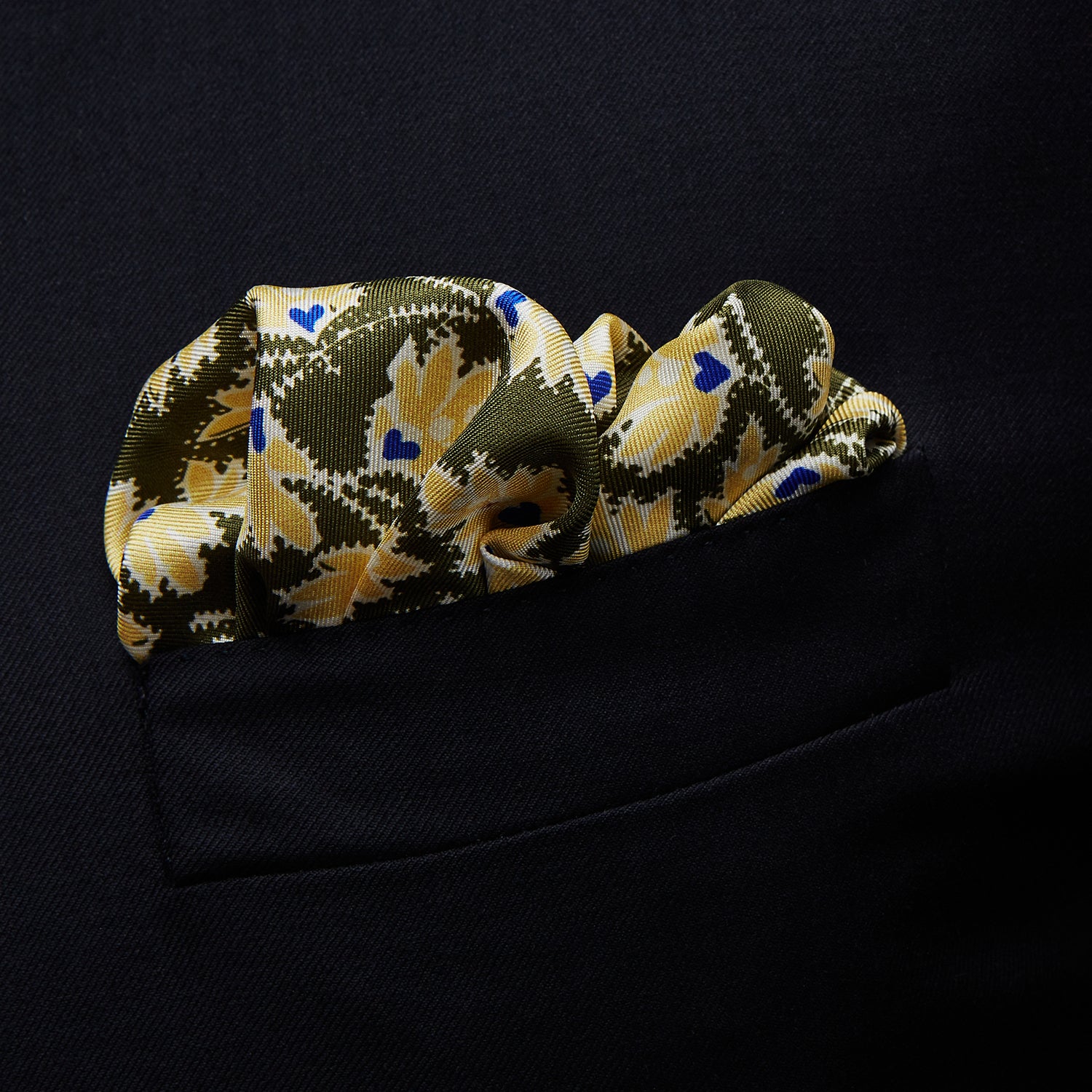 Olive Vine Print Silk Pocket Square