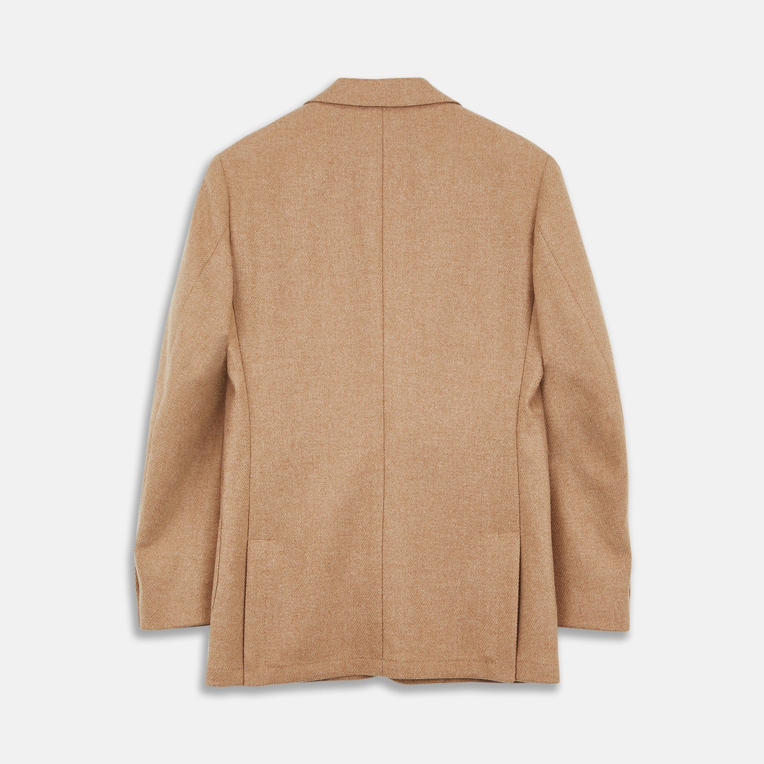 View 3 of product The Camel Merino Wool Blazer by Turnbull & Asser features a classic notch lapel, two front pockets, and two dark buttons. Shown against a white background.