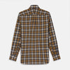 Yellow Check Weekend Fit Flannel Shirt with Derby Collar and 1-Button Cuffs