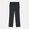 View 3 of product The Navy Wool Pleated Jasper Trouser by Turnbull & Asser features lightweight wool, a button and zipper closure, front pockets, and straight legs, shown neatly pressed against a plain white background.