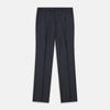 View 1 of product The Navy Wool Pleated Jasper Trouser by Turnbull & Asser features lightweight wool, a button and zipper closure, front pockets, and straight legs, shown neatly pressed against a plain white background.