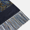 Blue Paisley Cashmere Backed Silk Scarf