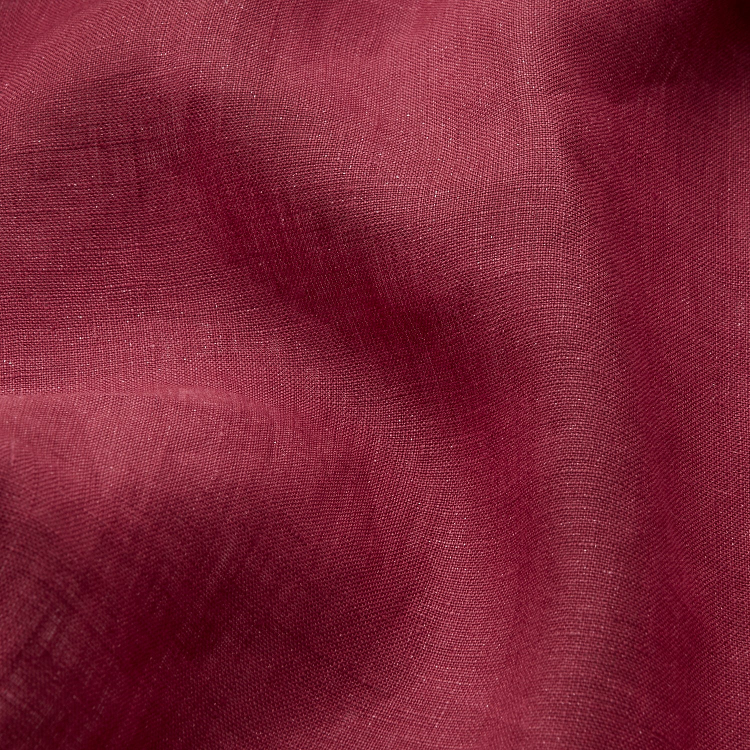 View 4 of product The Turnbull & Asser Burgundy Linen Modern Pyjama Set features a button-up, collared long-sleeve top with black piping and three pockets, plus matching pants with an elastic waistband.