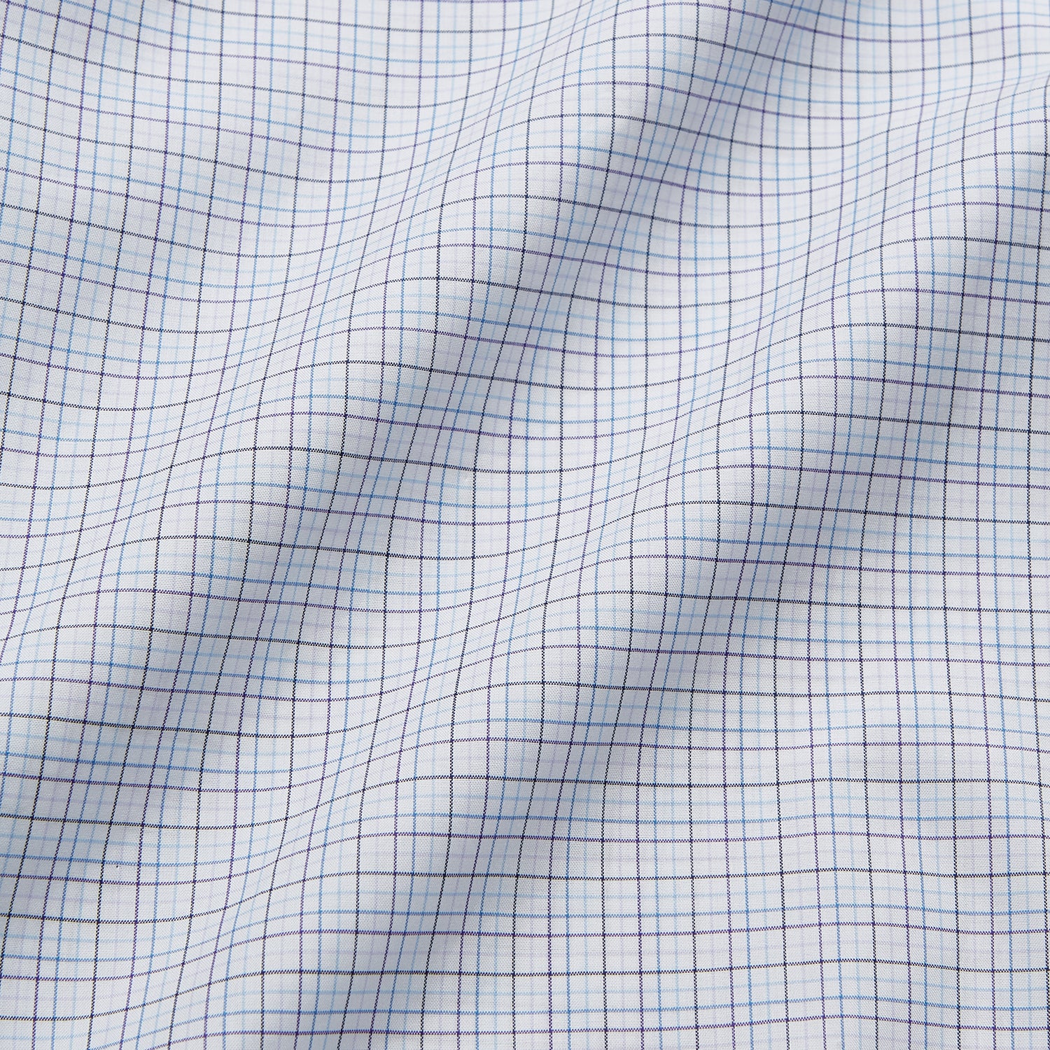View 4 of product The Turnbull & Asser Purple Multi Check Regular Fit Mayfair Shirt features a long-sleeve design with button-down front, classic collar, and buttoned cuffs—ideal for a smart-casual look, shown on a white background.