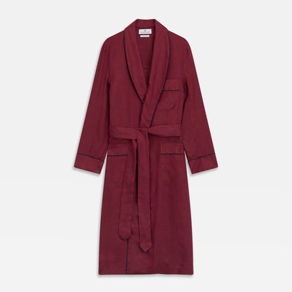 Burgundy Linen Piped Gown