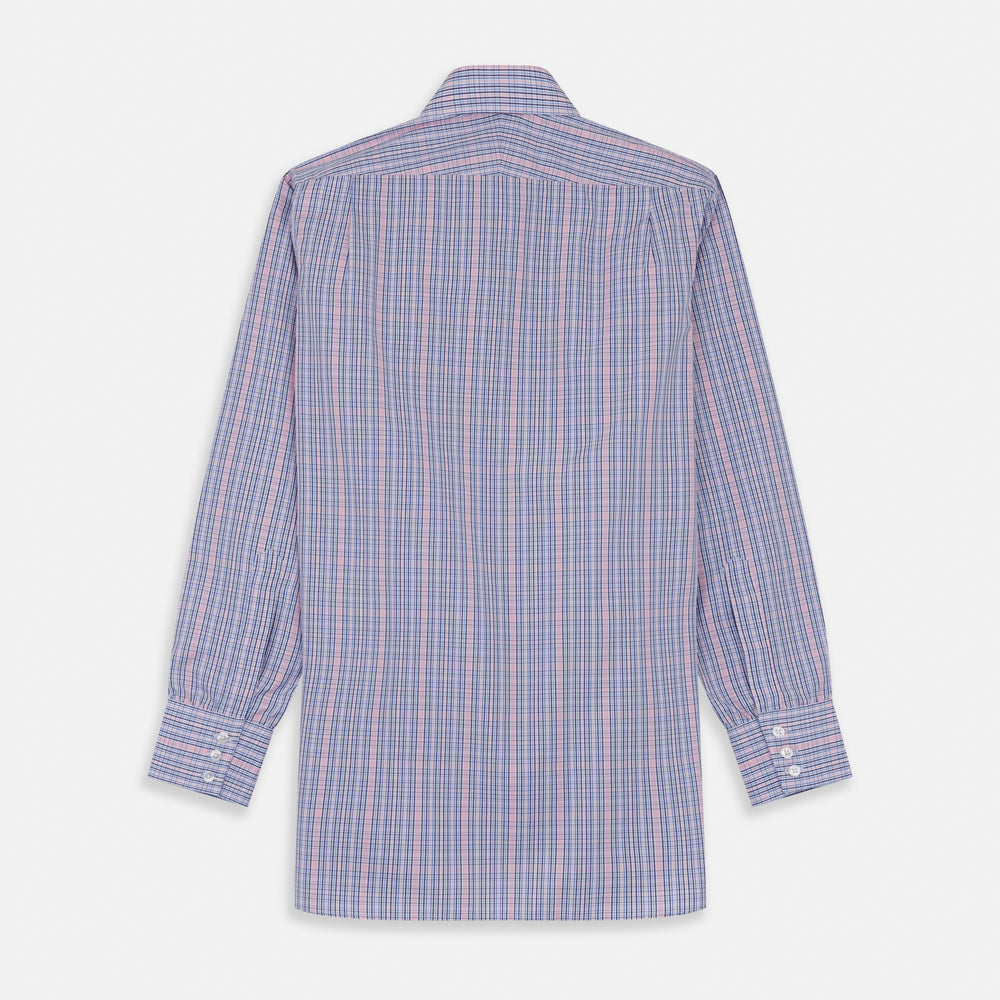 Pink and Blue Fancy Check Regular Fit Shirt with T&A Collar