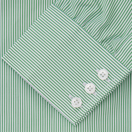 Green Fine Stripe Regular Fit Shirt with T&A Collar Image 5