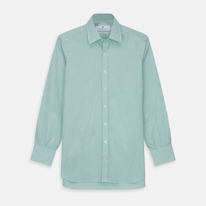 Green Fine Stripe Regular Fit Shirt with T&A Collar