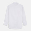 View 5 of product The Turnbull & Asser Red & White Stripe Sea Island Quality Cotton Regular Fit Mayfair Shirt features a classic T&A collar, button-down front, and buttoned cuffs, shown laid flat on a white background.