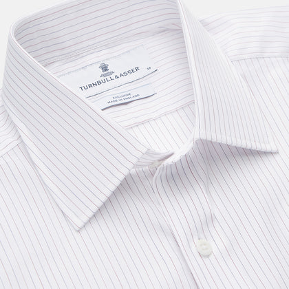 Red & White Stripe Sea Island Quality Cotton Regular Fit Mayfair Shirt