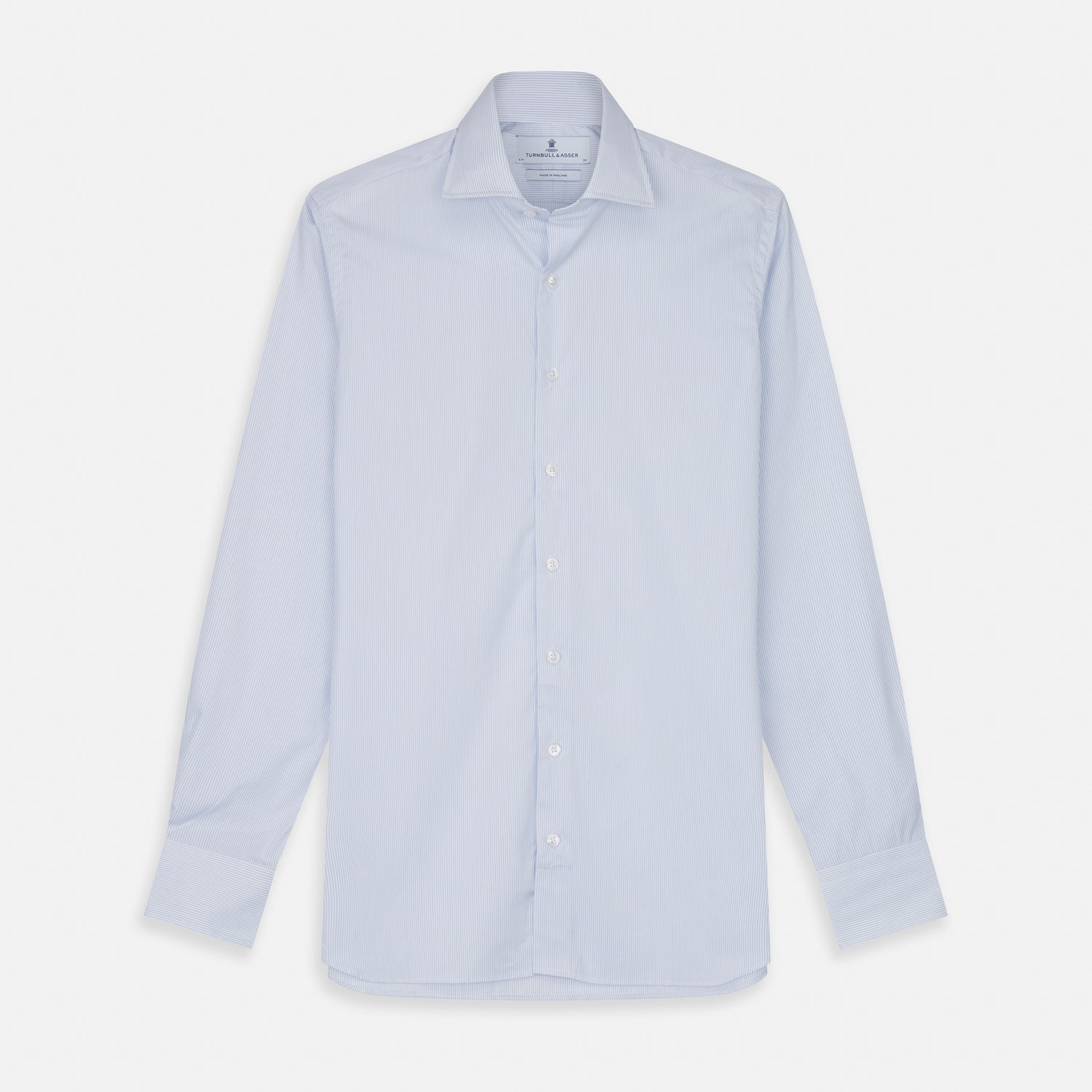Sky Blue Bengal Stripe Tailored Fit Shirt with Kent Collar and 2-Button Cuffs