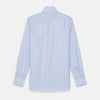 View 5 of product The Turnbull & Asser Pink and Blue Stripe Tailored Fit Shirt with a Kent collar is neatly laid flat on a plain white background.